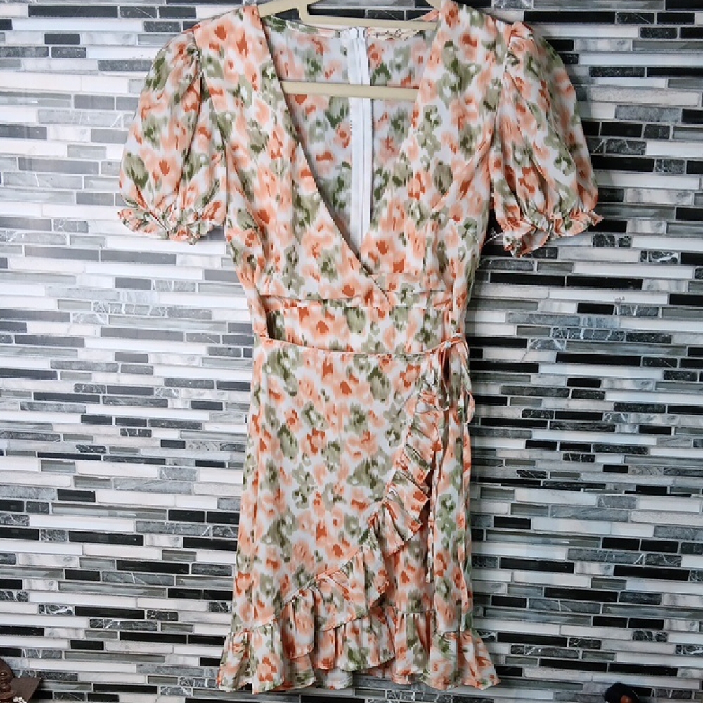 Ruby Sees Floral Wrap Dress Ruffled Hem Size 6 Cottagecore Romper Boho